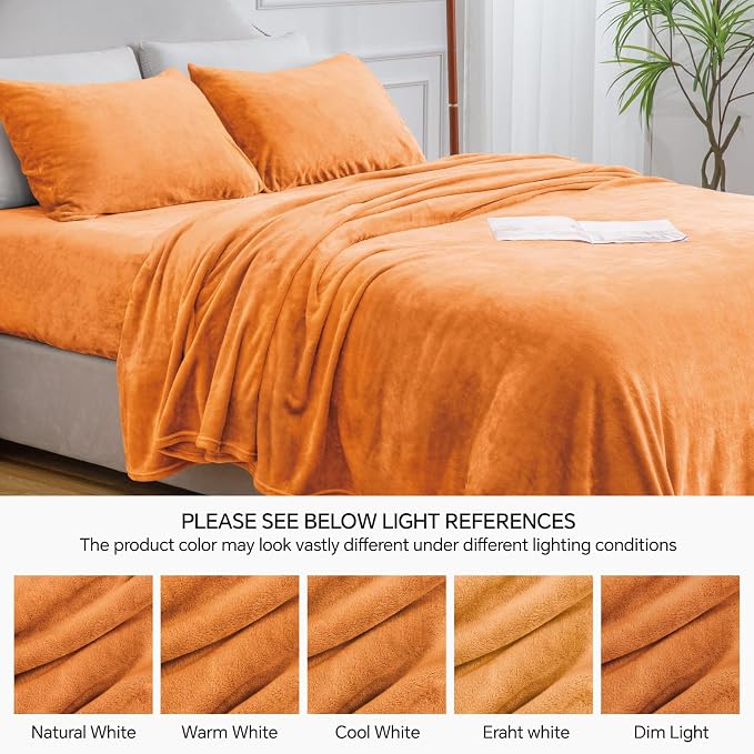 BEDELITE Flannel Sheets Twin Size Burnt Orange - Image 9