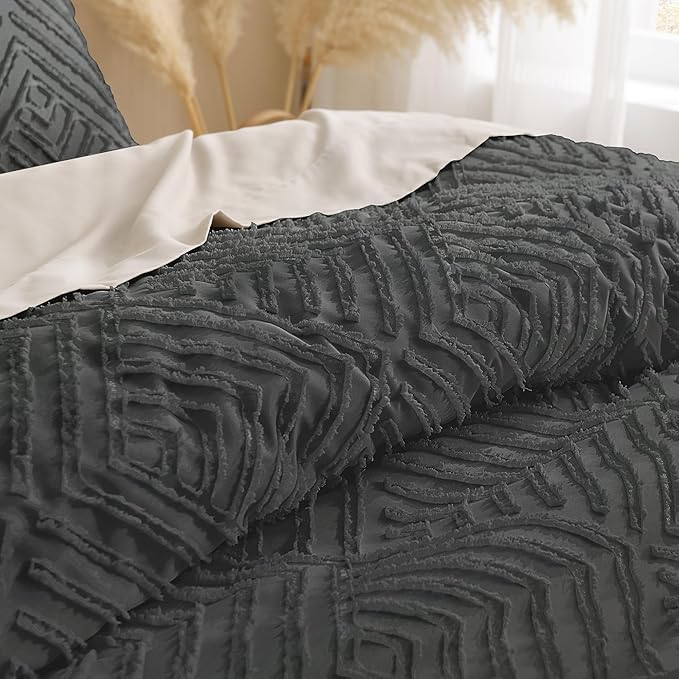 Andency Dark Grey Comforter Set King Size, 3 Pieces Gray Boho Bedding Set & - Image 5