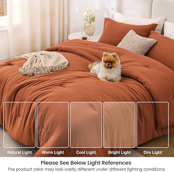 Love's cabin Terracotta Queen Comforter Set, 3-Piece Prewashed Bed Set - Image 6