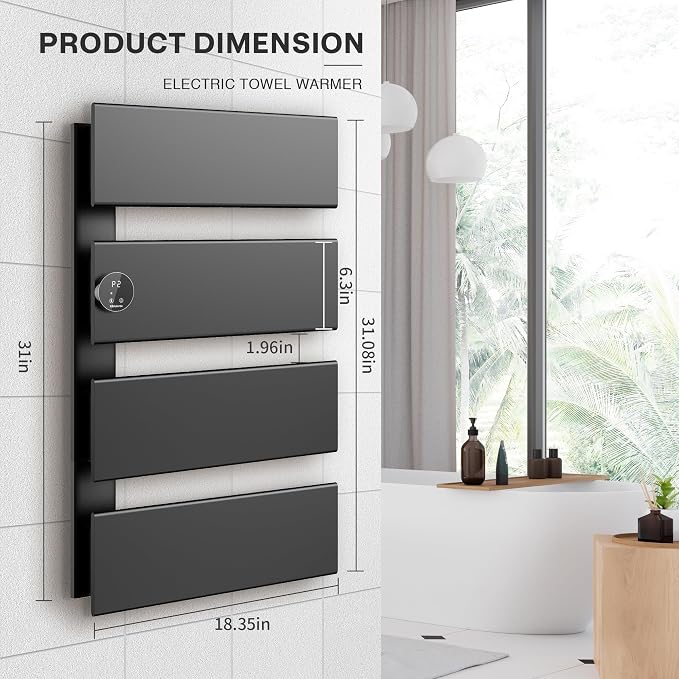 K&KALONZO Electric Towel Warmer, 18.35" W x 31" H Wall-Mounted Towel Heater - Image 7