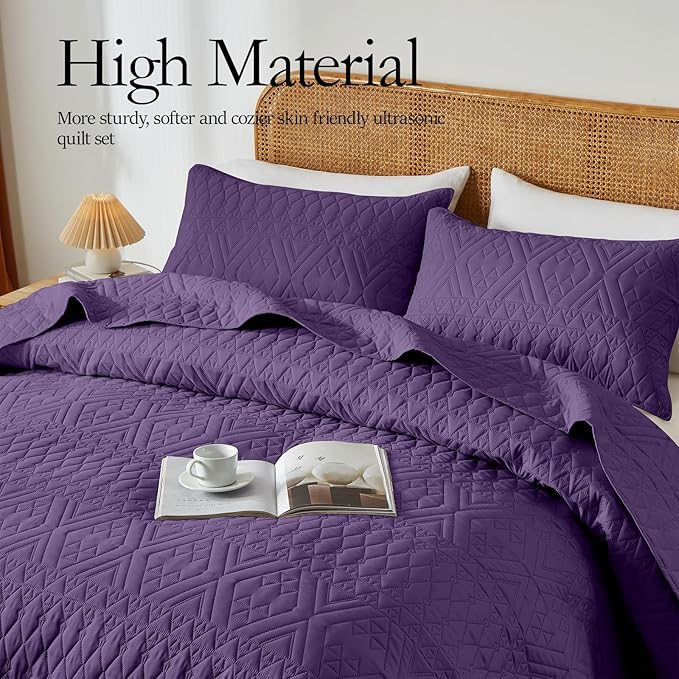 akkialla King/Cal King Quilt Set, Boho Geometric Pattern, Soft All-Season - Image 4