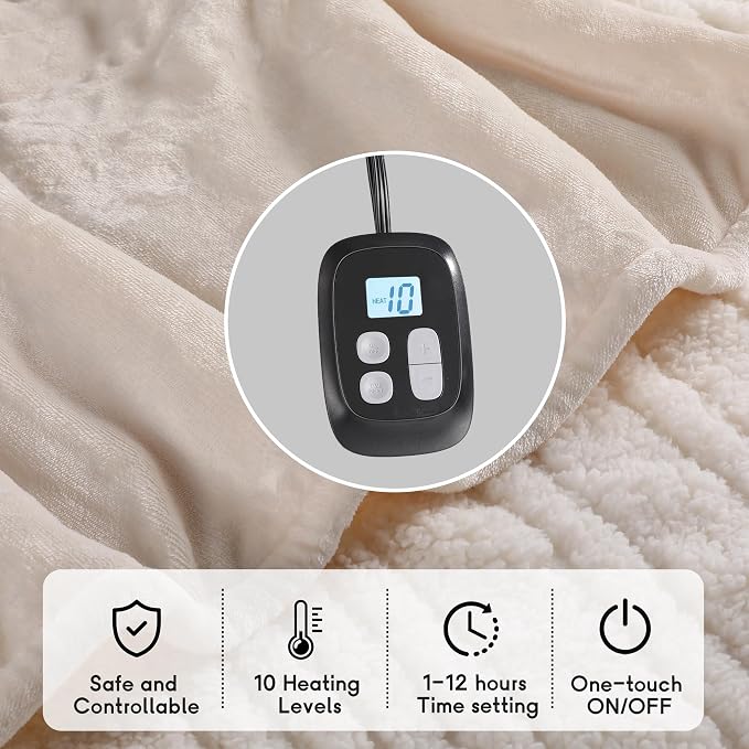 Heated Blanket Electric Blanket King Size 90''x100'' - Image 4