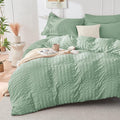 HYMOKEGE Sage Green Twin Size Duvet Cover, Ultra Soft 2-Piece Seersucker Duvet by HYMOKEGE