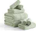 8 Piece Sage Green Bath Towels Set, 2 Oversized Large Bath Sheets, 2 Hand by Ycosy