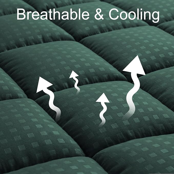 HYLEORY California King Mattress Pad Quilted Fitted Mattress Protector Cooling - Image 2