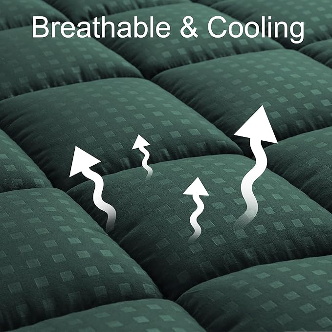 HYLEORY Twin XL Mattress Pad Quilted Fitted Mattress Protector Cooling Pillow - Image 2