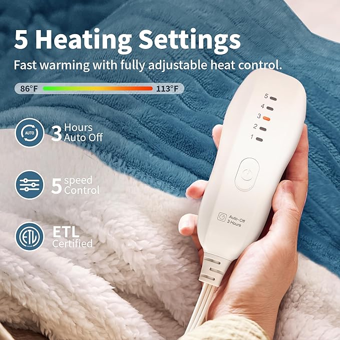 Texciting Heated Blanket Electric Throw 50”X60”-Heating Blanket - Image 3