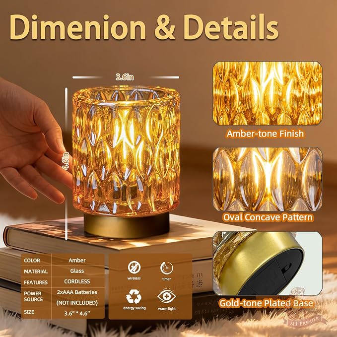Battery Operated Table Lamps Timer, Mini Crystal Lamp - Image 5