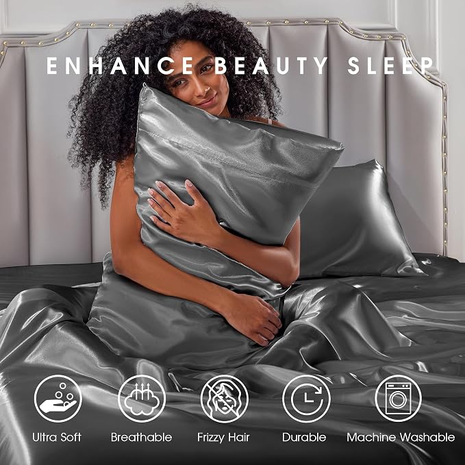 FreshCulture Satin Sheets Twin XL Bed Set - Image 7