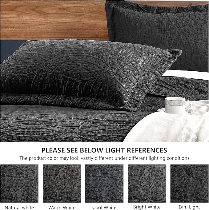 Love's cabin California King Size Quilt Bedding Set Black Bedspreads - Image 5