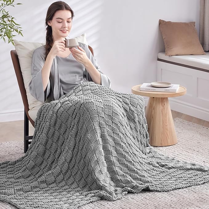 Knitted Weighted Blanket Kids, No Beads Heavy Blanket 36” x 48'' 5lbs, - Image 7