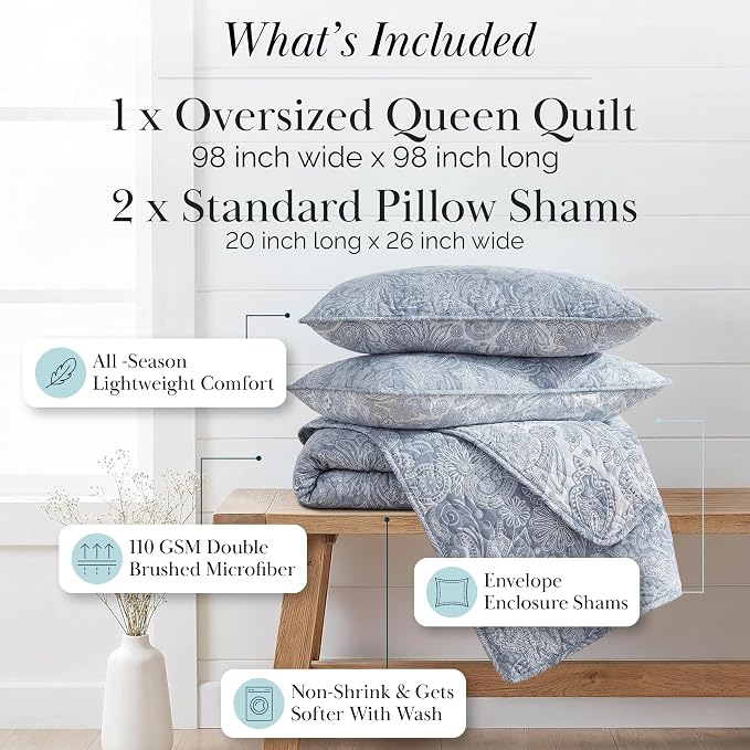 Southshore Fine Living, Inc. Paisley Quilt Queen Size Bedding Set, Full Size - Image 2
