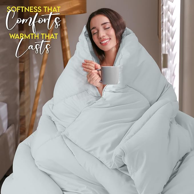 Utopia Bedding Twin Comforter Duvet Insert, Quilted Light Grey Comforter - Image 5