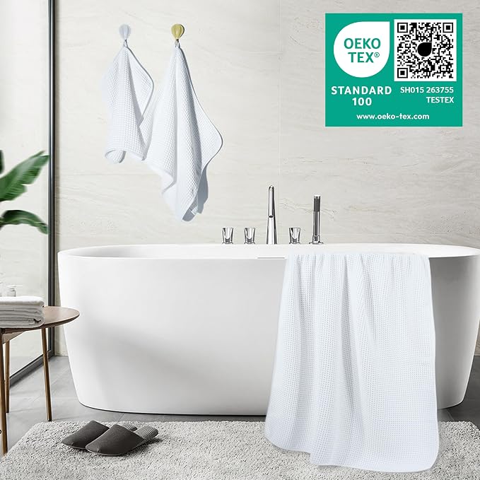 POLYTE 430 GSM Microfiber Quick Dry Lint Free Oversize Bath Towel Set, 6 Piece - Image 4