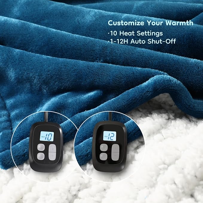 LaffyLo Electric Heated Blanket King Size 90 x 100, Dual Control, Fast Heating - Image 3