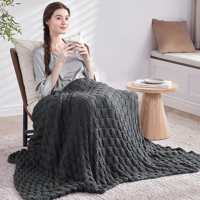 Knitted Weighted Blanket Kids, No Beads Heavy Blanket 36” x 48'' 5lbs, - Image 6