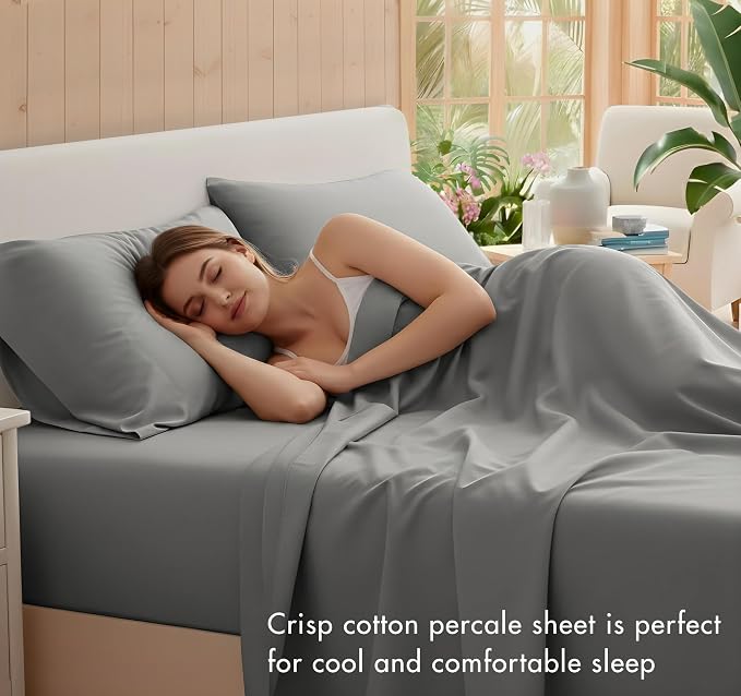 RUVANTI 100% Cotton Sheets – Queen Size Percale Bedding, Cooling & Breathable - Image 3