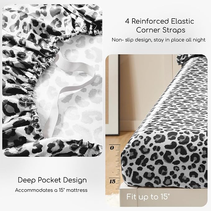 MR&HM Satin Sheets with Elastic Corner Straps, Full Size Sheets Set - Image 4