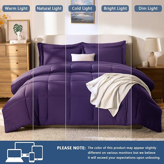 CozyLux King Size Comforter Set Purple - Image 5