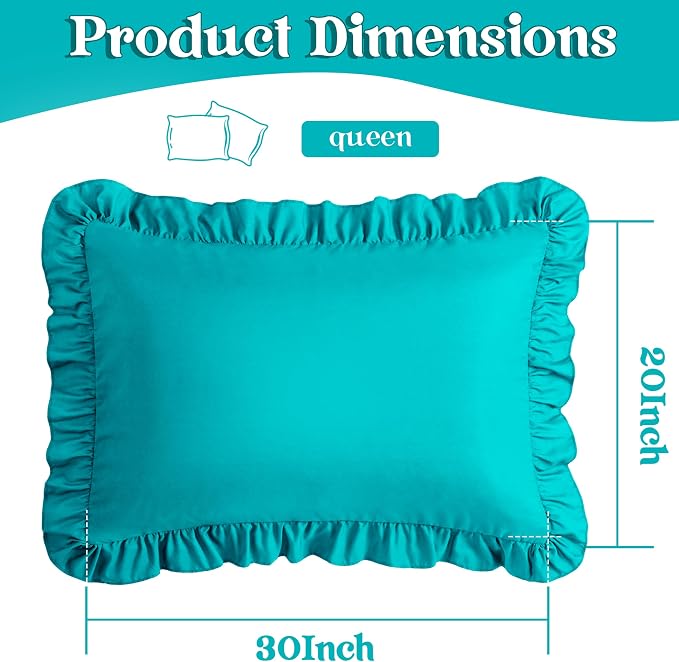 KKJIAF Ruffle Pillow Cases Queen Size Set of 2, Ruffled Pillow Covers - Image 3