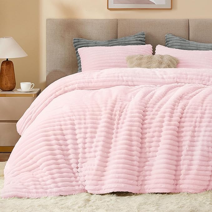 BEDELITE Fleece Full Comforter Set -Super Soft & Warm Fluffy Cherry Blossom by BEDELITE