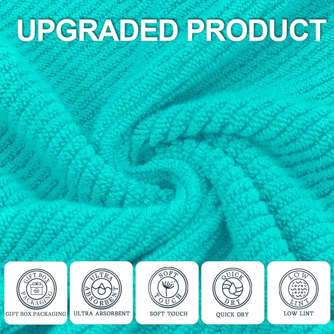 Turquoise Bath Towel with Hanging Loop - Image 2