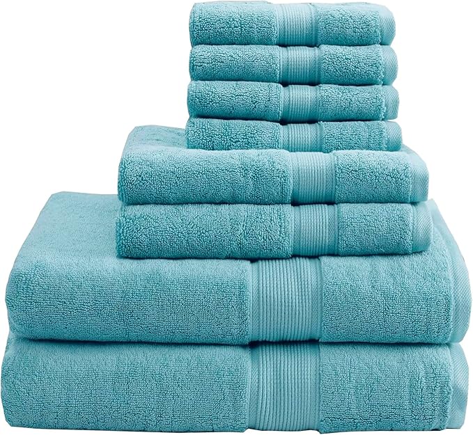 Madison Park 800GSM Bathroom Towel Set of 8 100% Cotton Bath Towel Set by MADISONPARK
