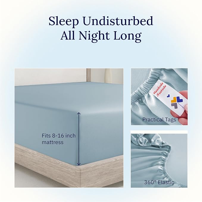 California Design Den Full Size Fitted Sheet Only, Deep Pocket Soft 400 Thread - Image 6