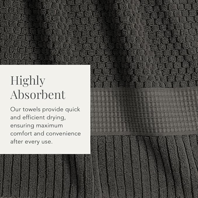 NY Loft 100% Cotton 6 Piece Bath Towel Set | Grey Towels | Oeko-TEX® Standard - Image 7
