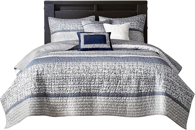 Madison Park Queen Quilt Set Lustrous Jacquard & Glitter Accent Coverlet Set - Image 9