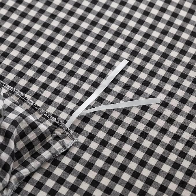 mixinni Black White Gingham Ruffle Duvet Cover Queen Size 3 Pieces – 100% - Image 9