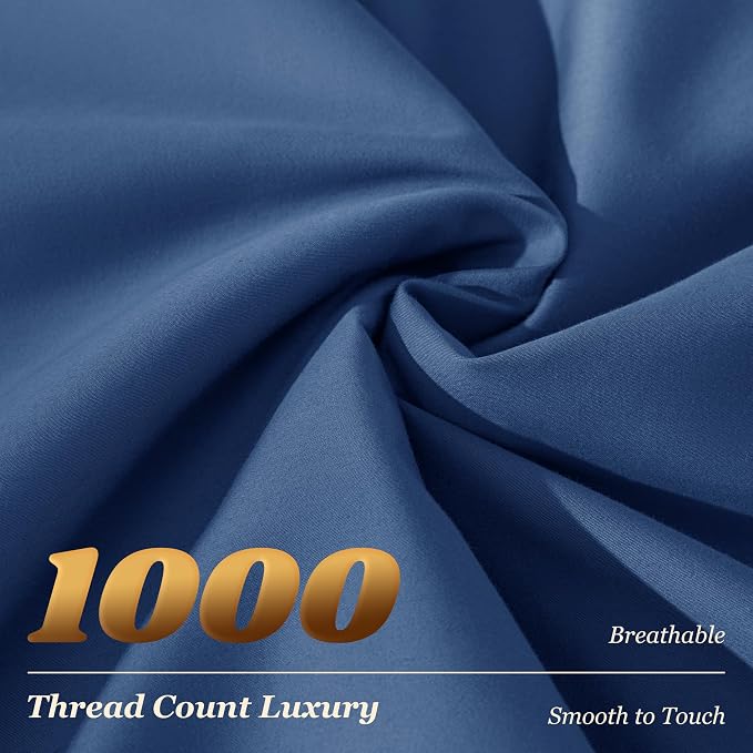 LBRO2M 1000 Thread Count 100% Cotton Sheets Set, King Size Bed Sheet 4 Piece - Image 3