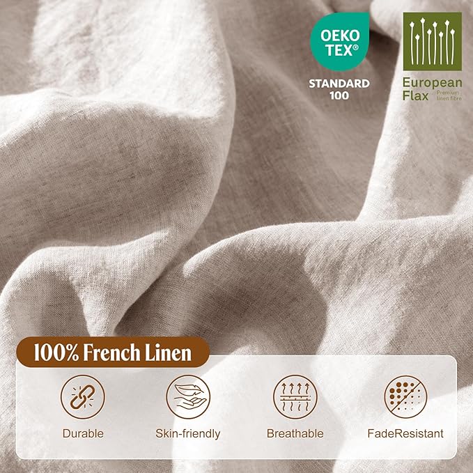 LBRO2M 100% France Linen Duvet Cover Set Full Size 3 Pcs Flax Comforter Cover - Image 3