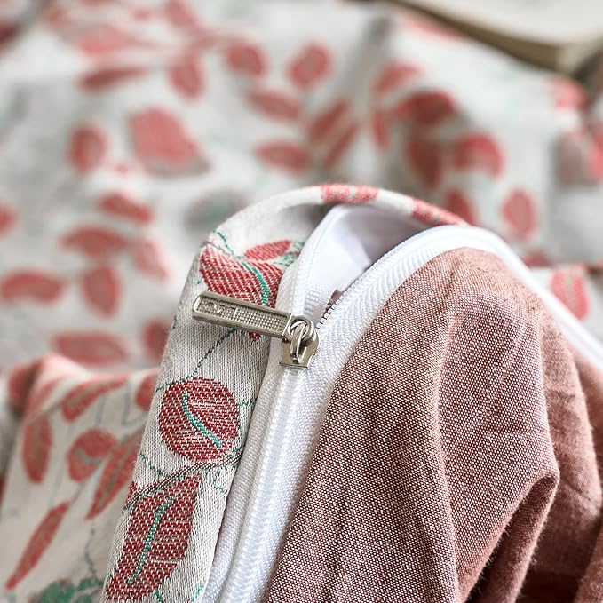 mixinni 100% Washed Cotton Duvet Cover Set, Reversible Vintage Floral Jacquard - Image 8