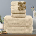 8-Piece Beige Bath Towels Set, 2 Oversized Large Bath Towels Sheet, 2 Hand by Hailea