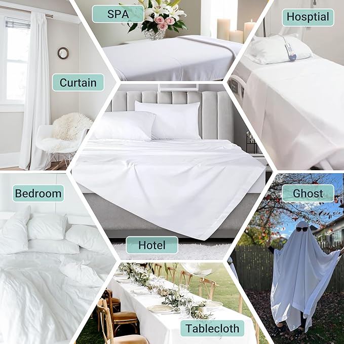 ZPECC White Bulk Flat Sheets Only Full Size 12 Pack, Easy Sort Top Bed Sheet by - Image 2