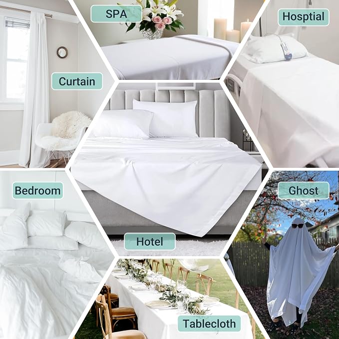 ZPECC White Bulk Flat Sheets Only Twin Size 24 Pack, Easy Sort Top Bed Sheet by - Image 2