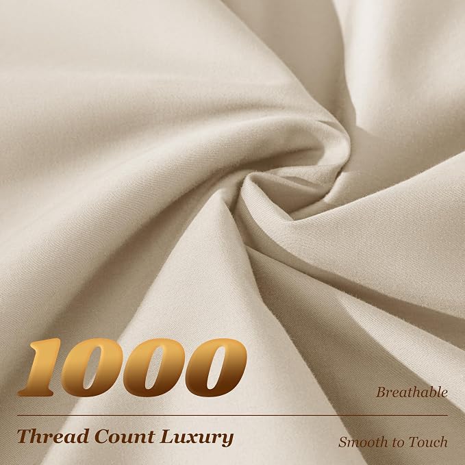 LBRO2M 1000 Thread Count 100% Egyptian Cotton Sheets Set Full Size, 4 Piece - Image 3