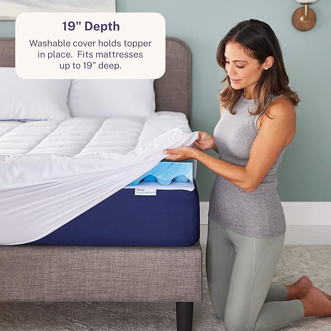Sleep Innovations Dual Layer 4 Inch Memory Foam Mattress Topper, King Size - Image 4