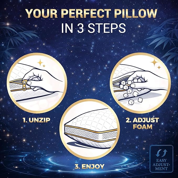 Royal Therapy Queen Memory Foam Pillow, Adjustable Shredded Odor-Free Pillow - Image 4