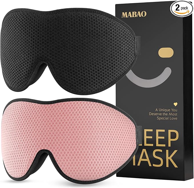 MABAO 2 Packs Sleep Mask for Side Sleeper, Eye Mask for Sleeping Women Men by MABAOSleepMasks