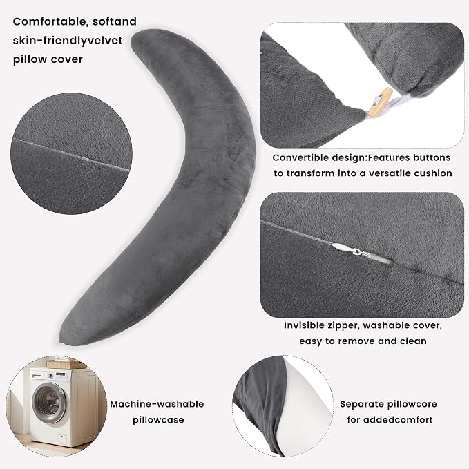 Pregnancy Pillow for Side Sleeping, 74 Inch C Shaped Long Body Pillow, Sleep - Image 4