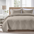 FLYMME Twin Quilt Set, Lightweight Taupe Bedspreads, Basket Weave Pattern by FLYMME