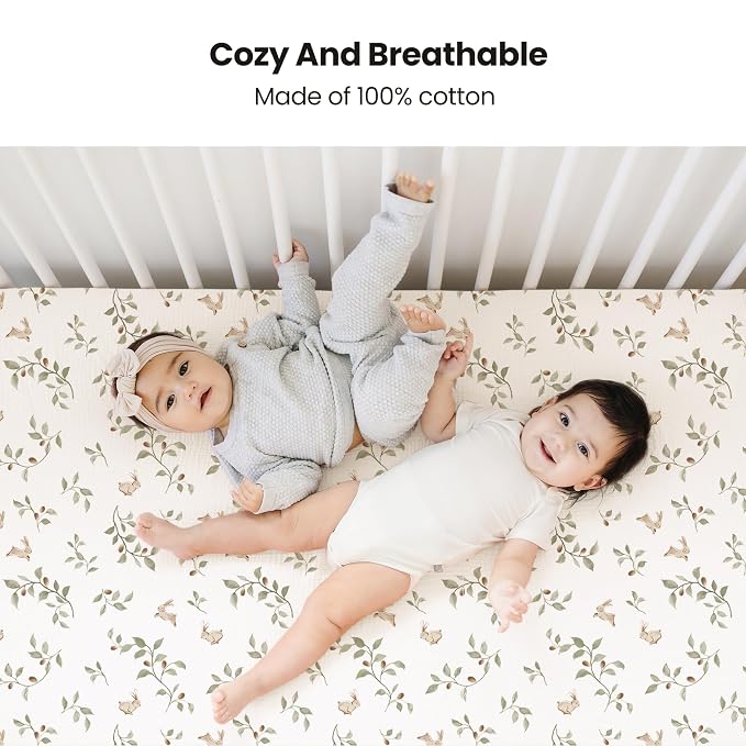 Konssy Muslin Crib Sheets 2 PCS, 100% Cotton Baby Crib Sheets - Image 2