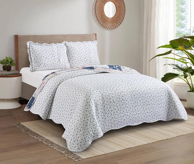 Brilliant Sunshine Roses in Beige Quilt Set, 3-Piece Bedding Sets, Lively - Image 2