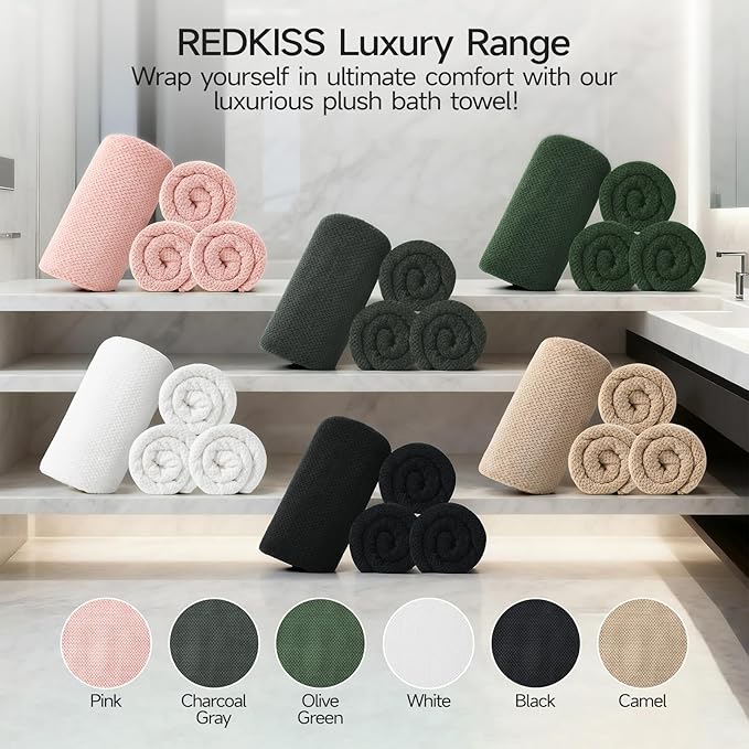 REDKISS 4 Pack Premium Bath Towels, Plush Coral Fleece Towels - Image 6