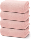 REDKISS 4 Pack Pink Bath Towels, 35 x 70 in Extra Large Coral Fleece Bath Towel by REDKISSOnline