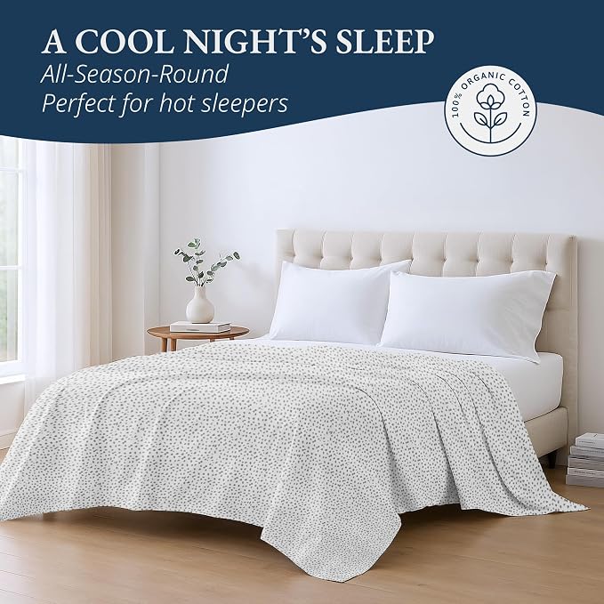 Lane Linen 100% Organic Cotton Twin Size Flat Sheet Only - Image 4