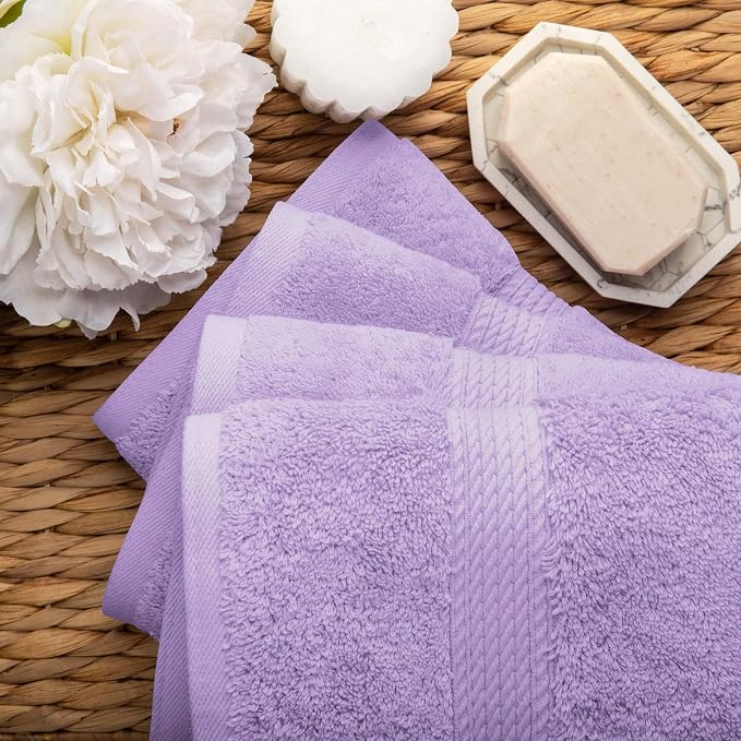 SUPERIOR Egyptian Cotton Pile Hand Towel Set of 4, Ultra Soft Luxury Towels - Image 5
