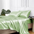 MR&HM Satin Bed Sheets with Elastic Corner Straps, Full Size Sheets Set by MRHM